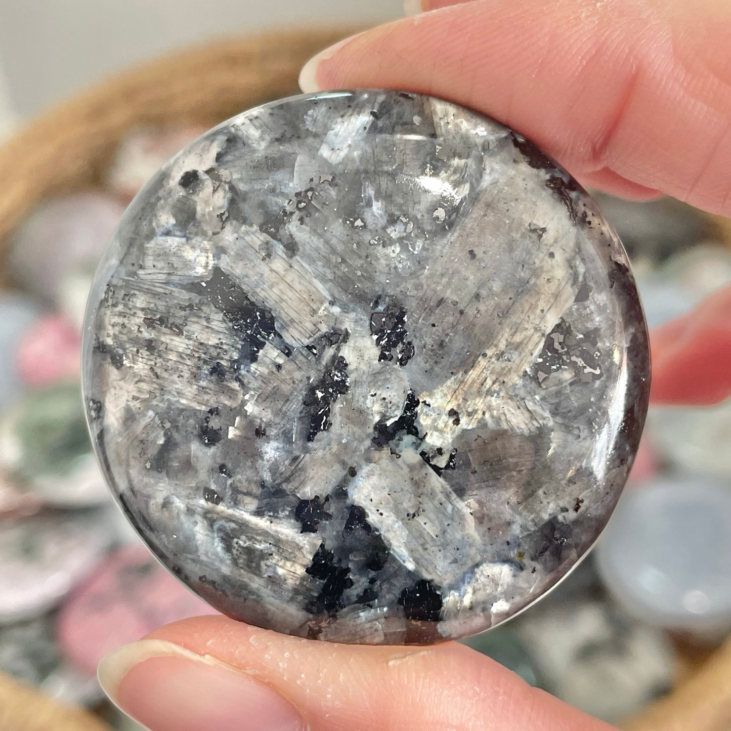 Larvikite Cookie Palm Stones