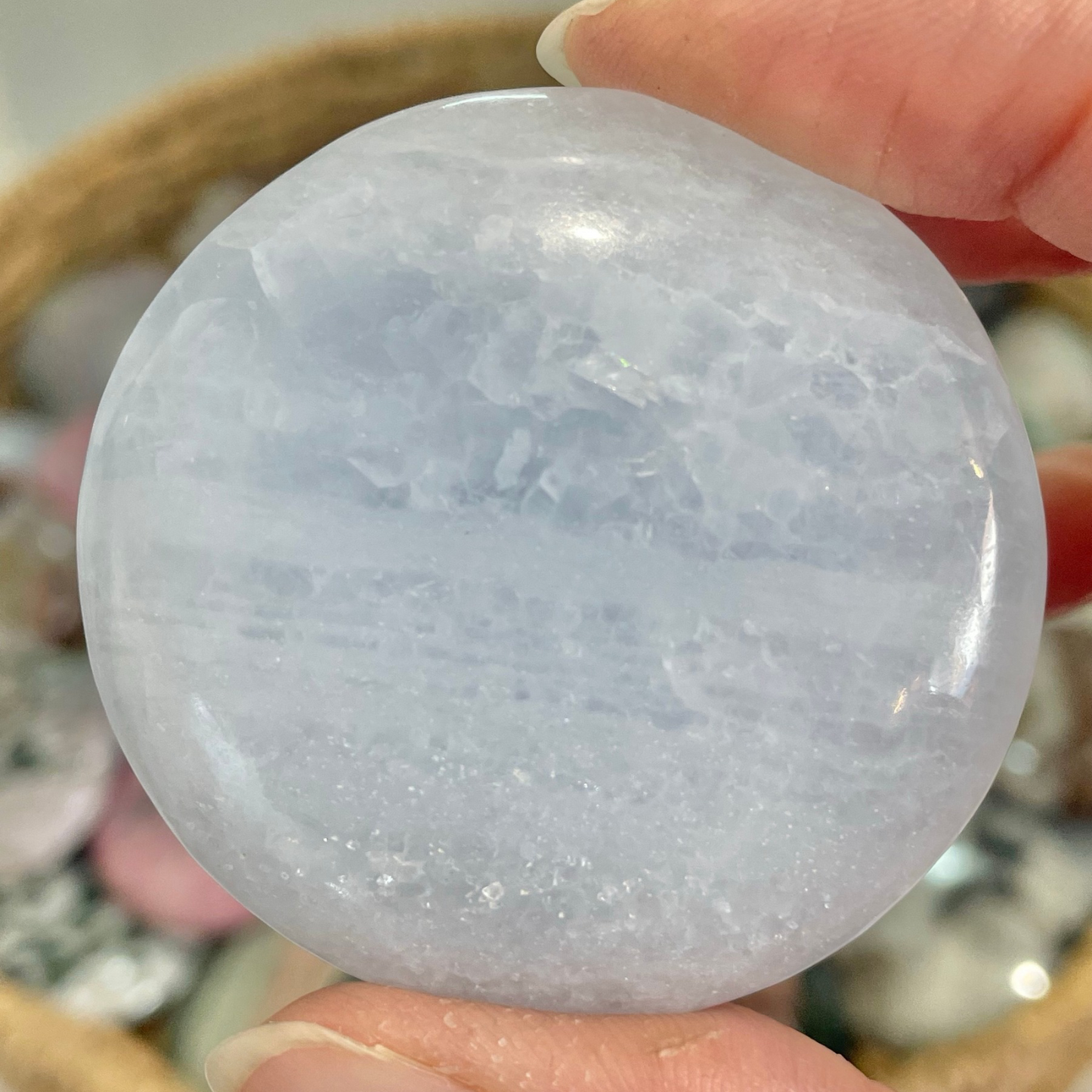 Sky Blue Calcite Cookie Palm Stones