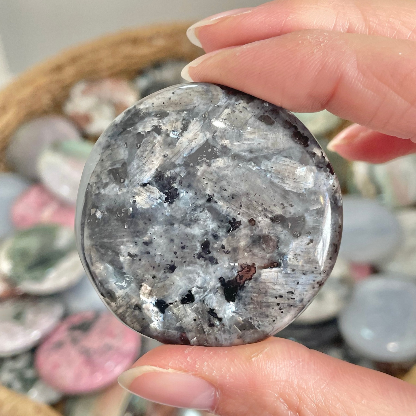 Larvikite Cookie Palm Stones