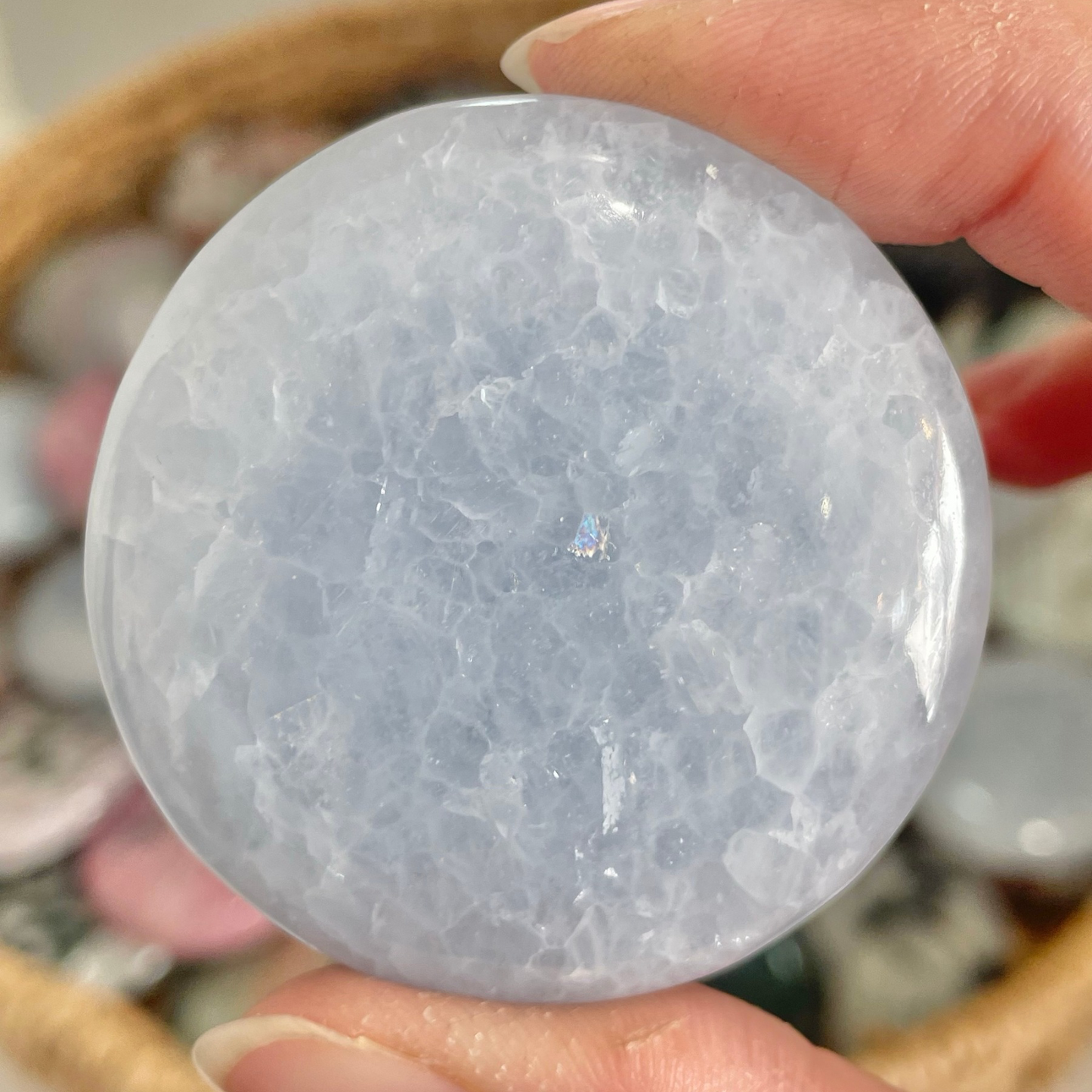 Sky Blue Calcite Cookie Palm Stones