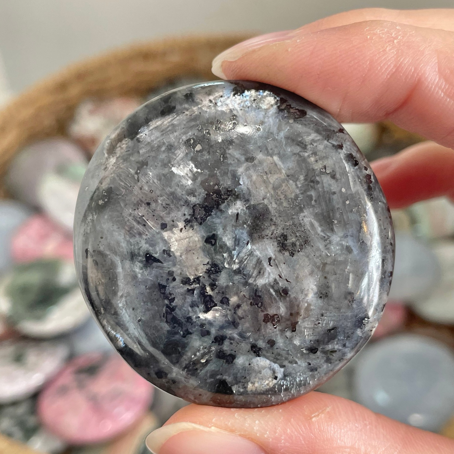 Larvikite Cookie Palm Stones