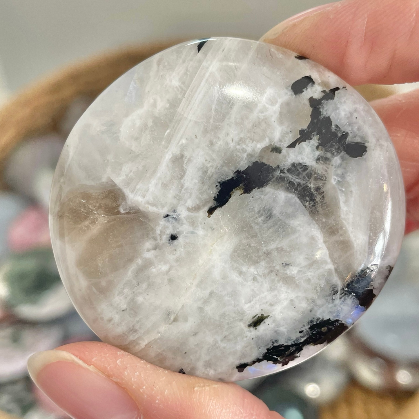 Rainbow Moonstone Cookie Palm Stones