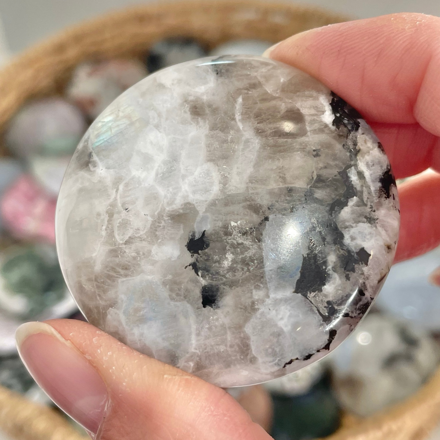 Rainbow Moonstone Cookie Palm Stones