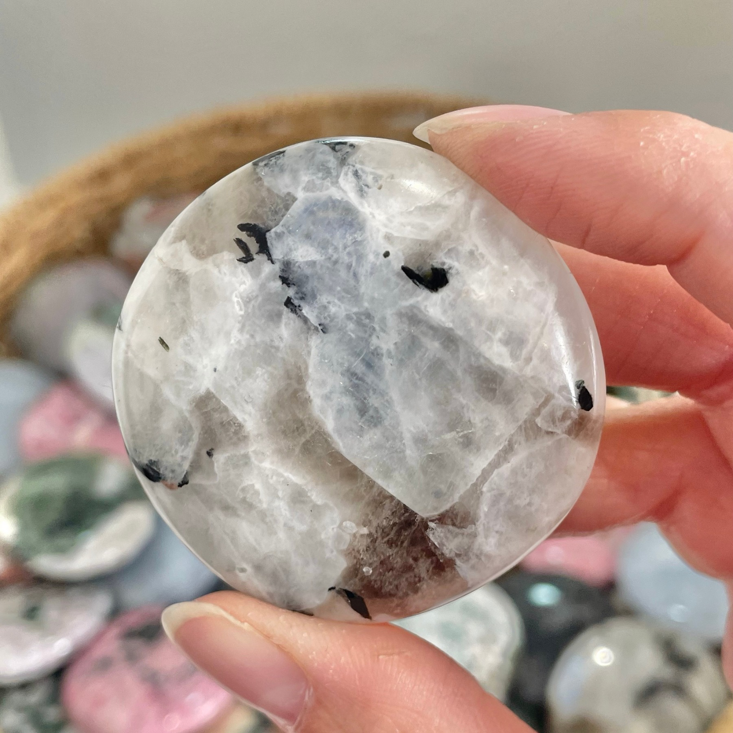 Rainbow Moonstone Cookie Palm Stones
