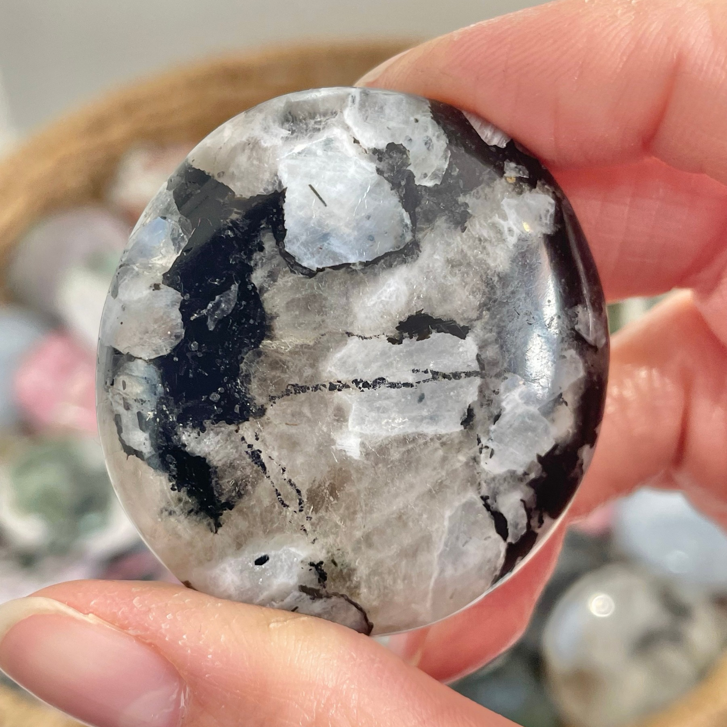 Rainbow Moonstone Cookie Palm Stones